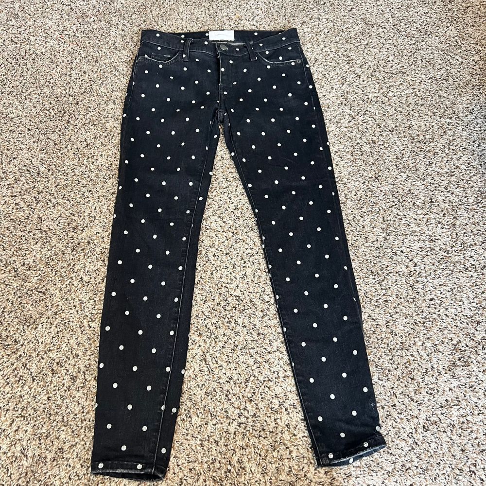 Current/Elliott Black Skinny Jeans with White Polka Dots